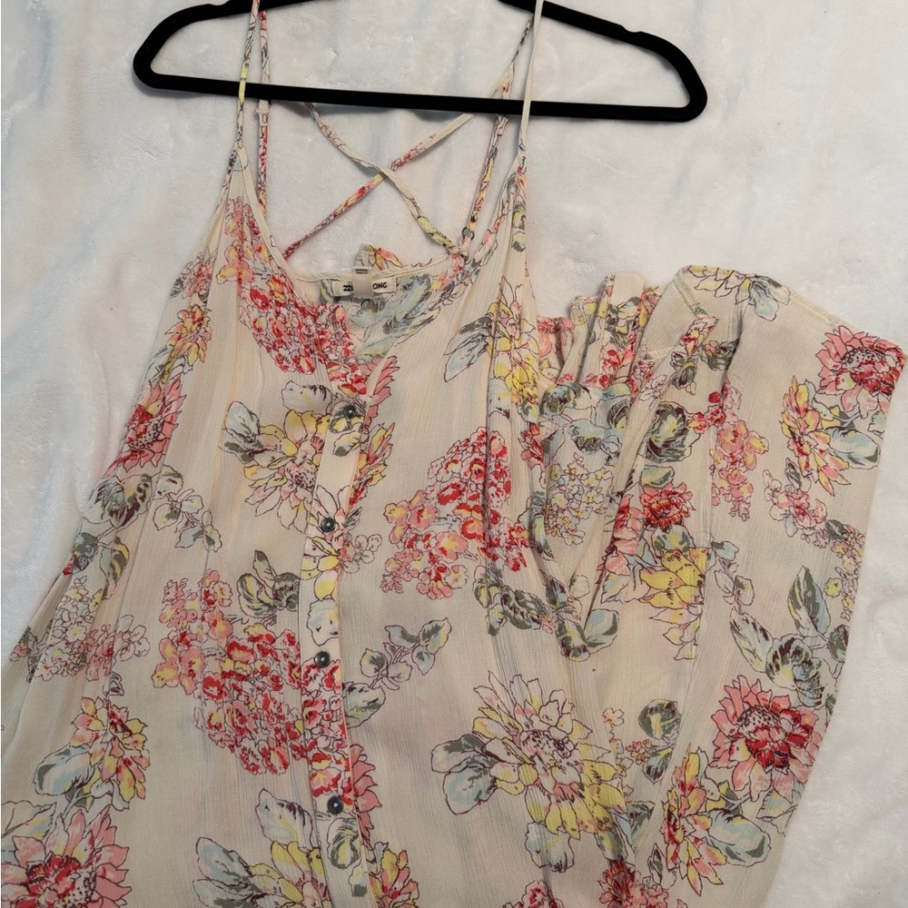 Billabong Floral Maxi Dress in Cream, Pink, Yellow